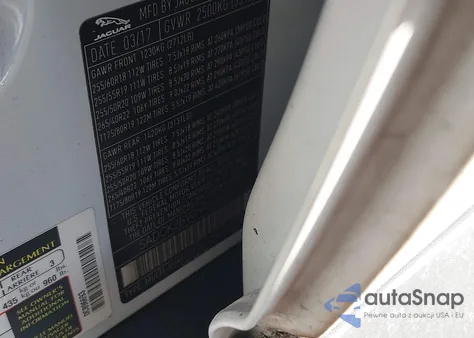 2017 Jaguar F-Pace 35T Prestige z USA, uszkodzony, nr VIN SADCK2BV0HA896693